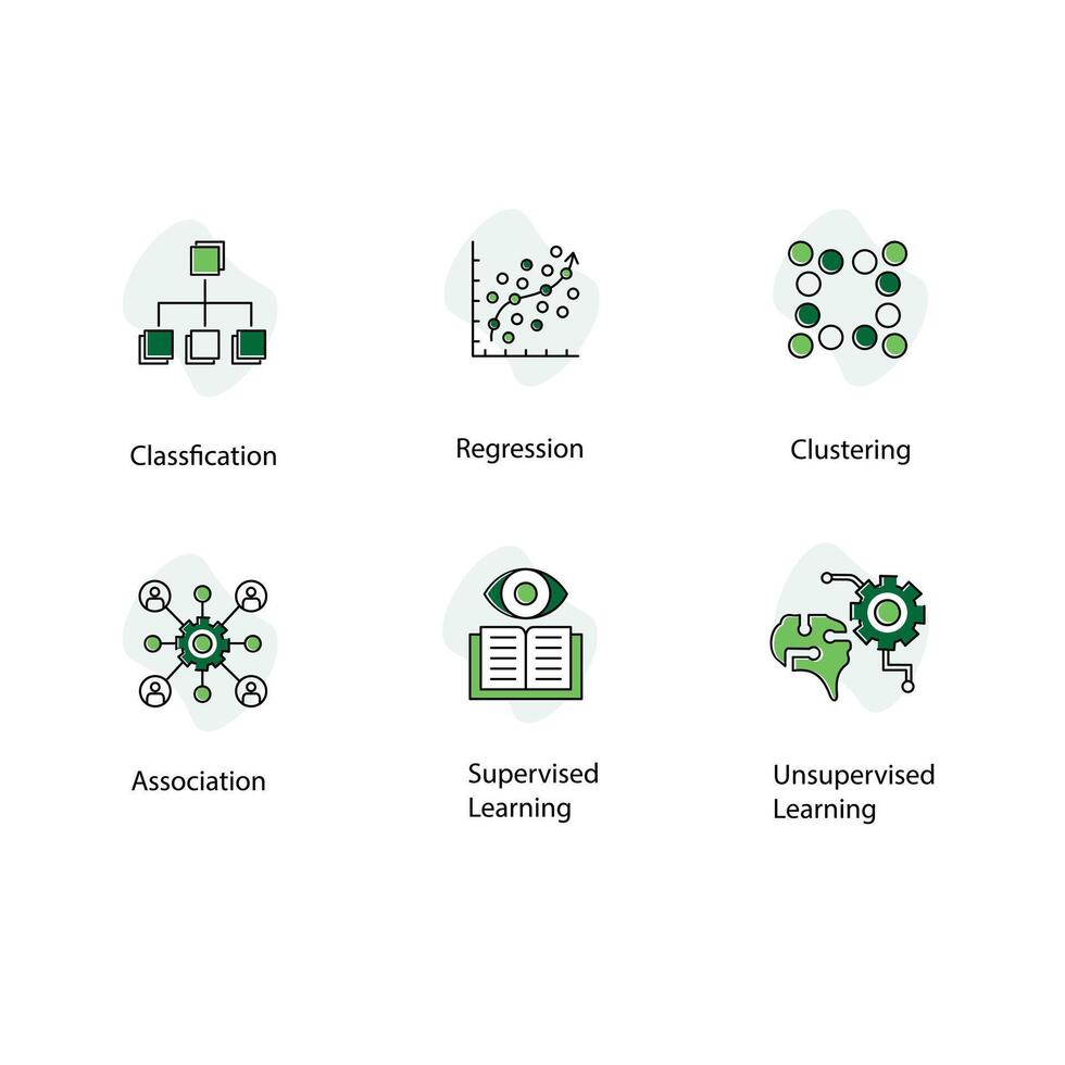 AI and Data Analysis MAchine Learning Icon Design vector