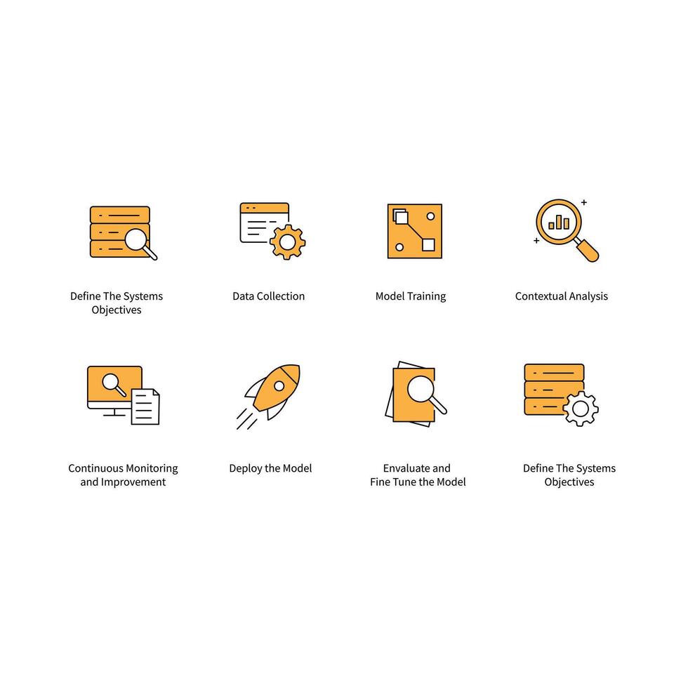 Implementing AI for Business Success Icon Design Adaptive Solutions vector
