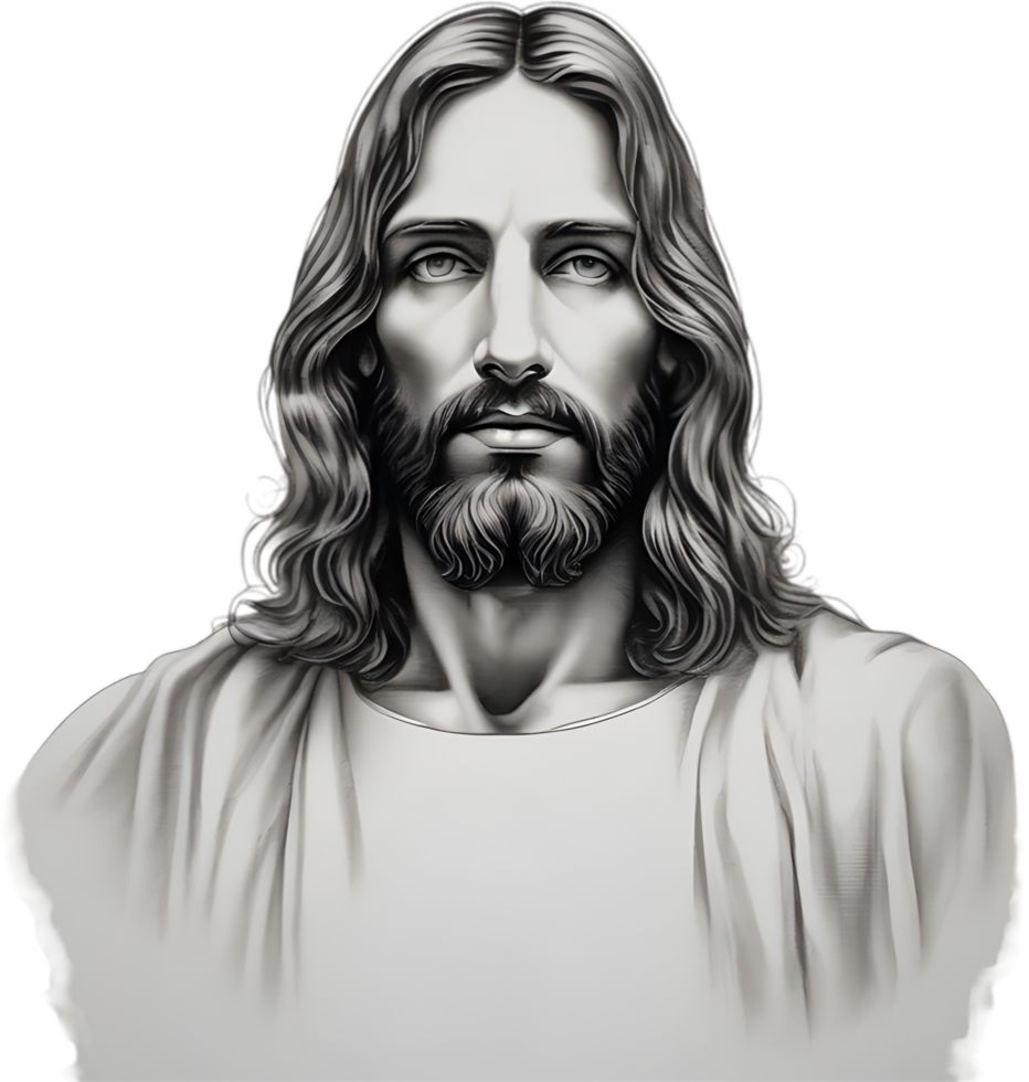 Black and white drawing of Jesus Christ. Ai Generate png