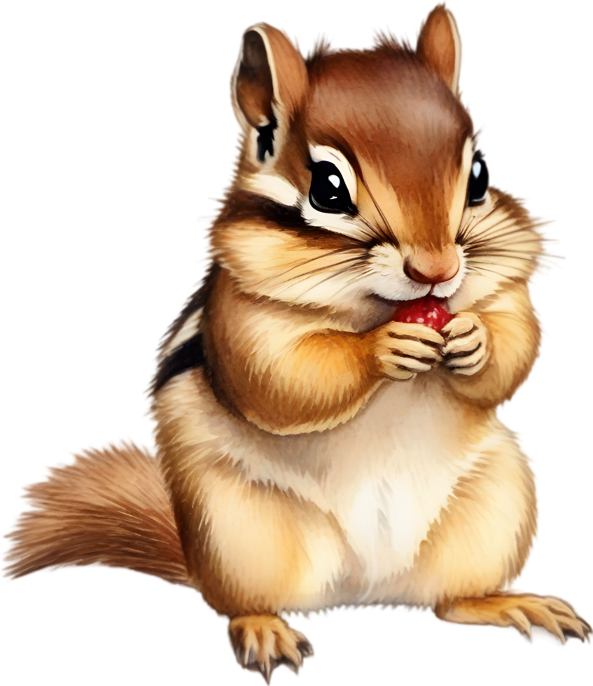 Watercolor painting of a cute chipmunk. Ai Generate png