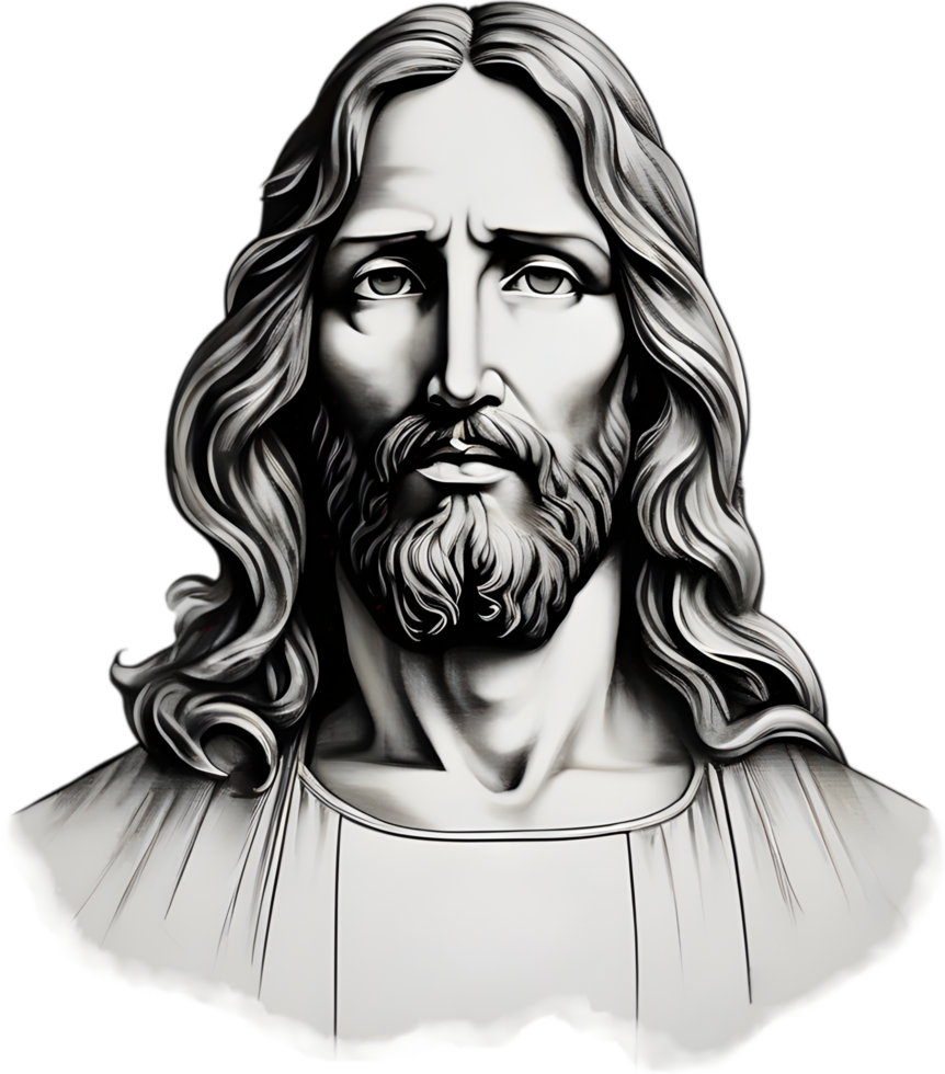 Black and white drawing of Jesus Christ. Ai Generate png