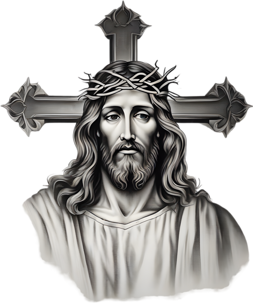 Black and white drawing of Jesus Christ. Ai Generate png