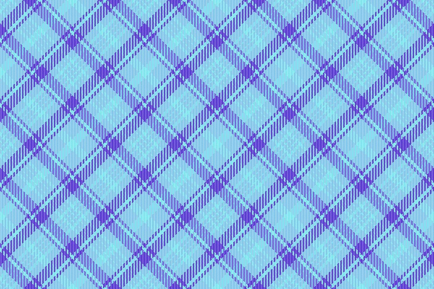 Sketch check seamless textile, symmetry fabric texture tartan. Printout background plaid pattern in cyan and indigo colors. vector