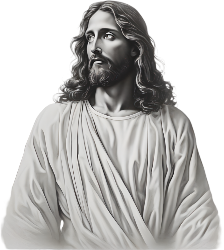 Black and white drawing of Jesus Christ. Ai Generate png