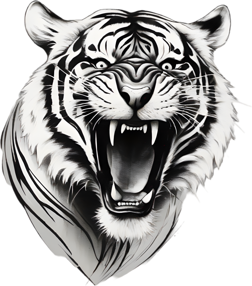 Close-up painting of a tiger. Ai Generate png