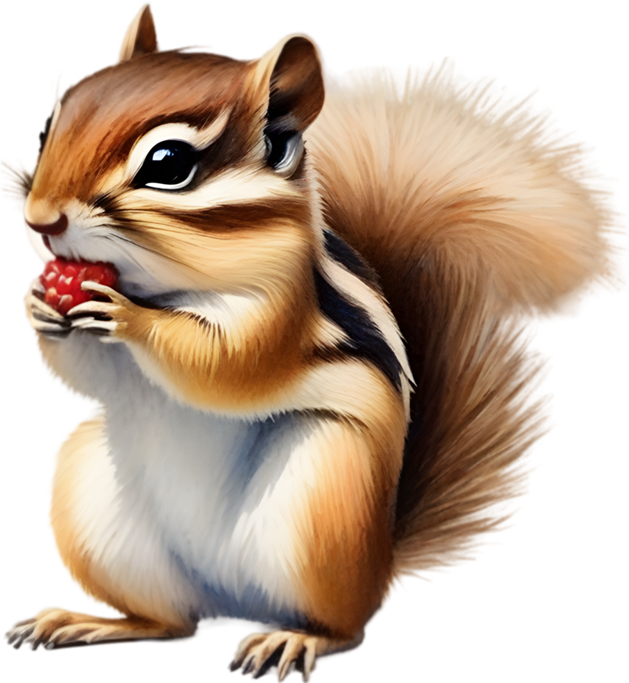 Watercolor painting of a cute chipmunk. Ai Generate png