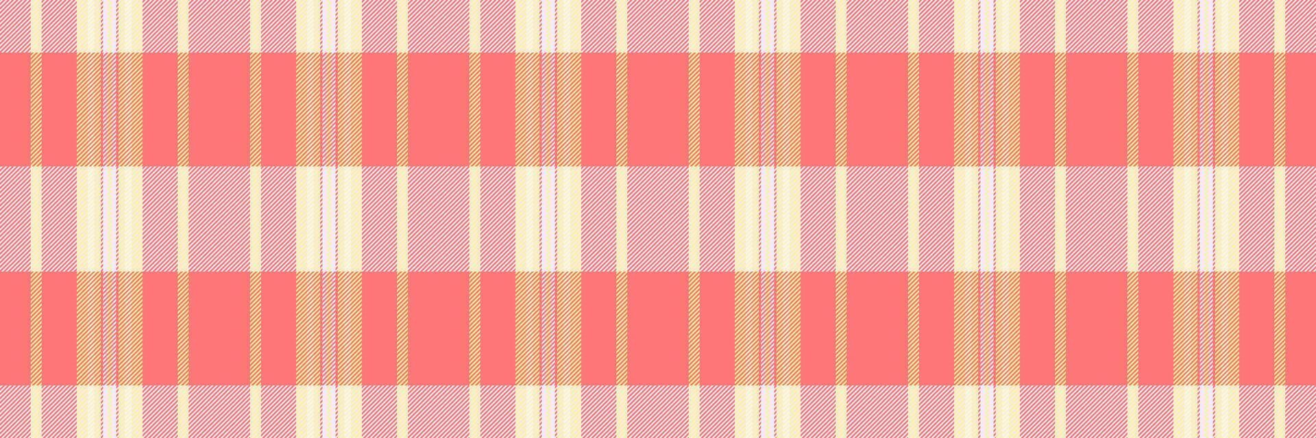 Endless check seamless pattern, warm tartan background textile. Tee fabric plaid texture in light and red colors. vector