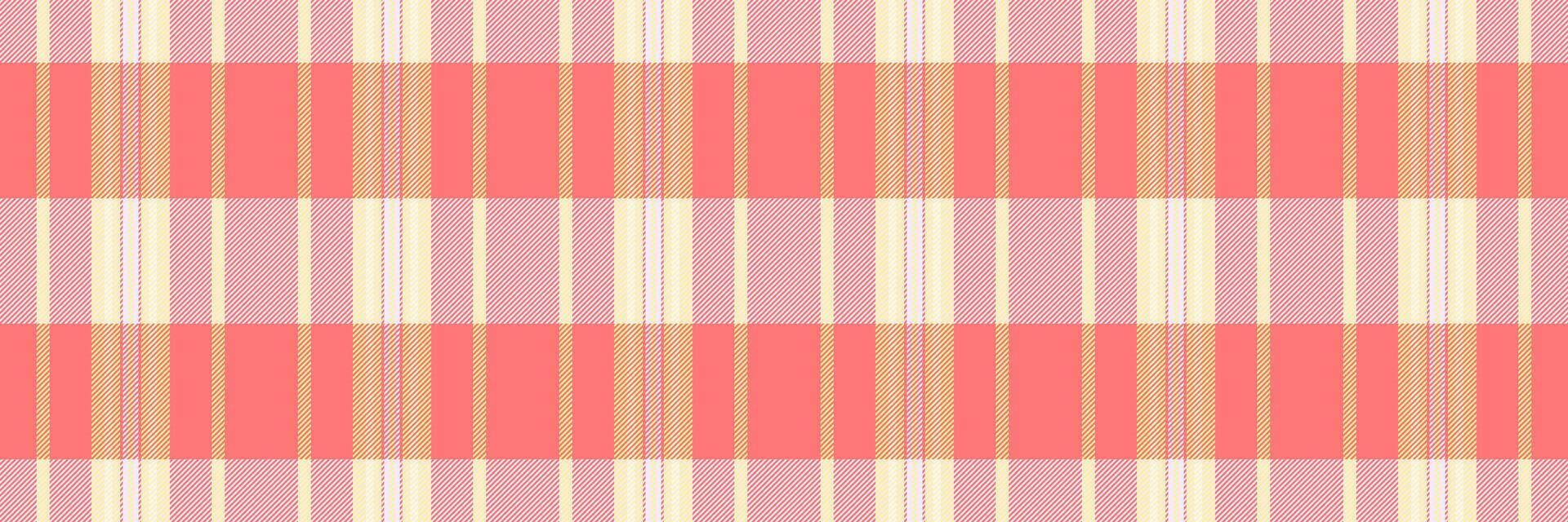 Endless check seamless pattern, warm tartan background textile. Tee fabric plaid texture in light and red colors. vector