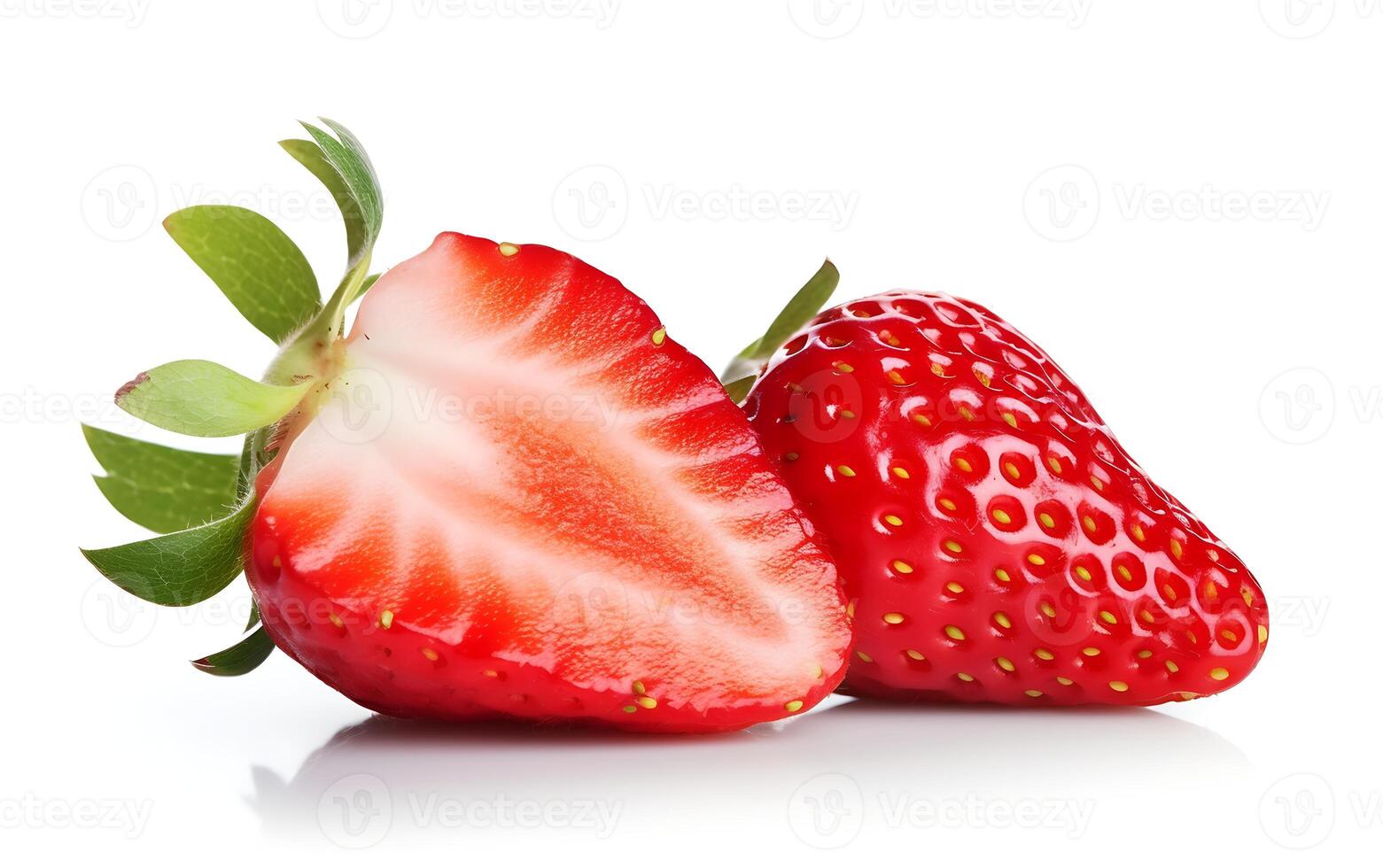 Strawberries isolated on white background, close up. Fresh fruit photo