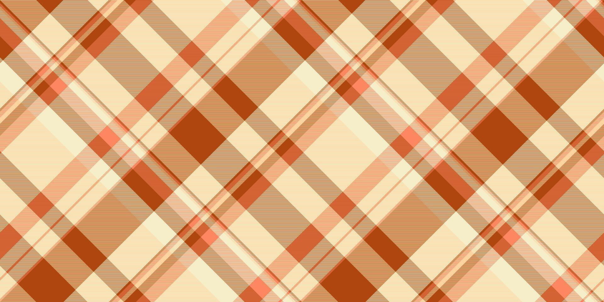India texture seamless , celtic plaid check textile. Uk fabric background tartan pattern in orange and light colors. vector
