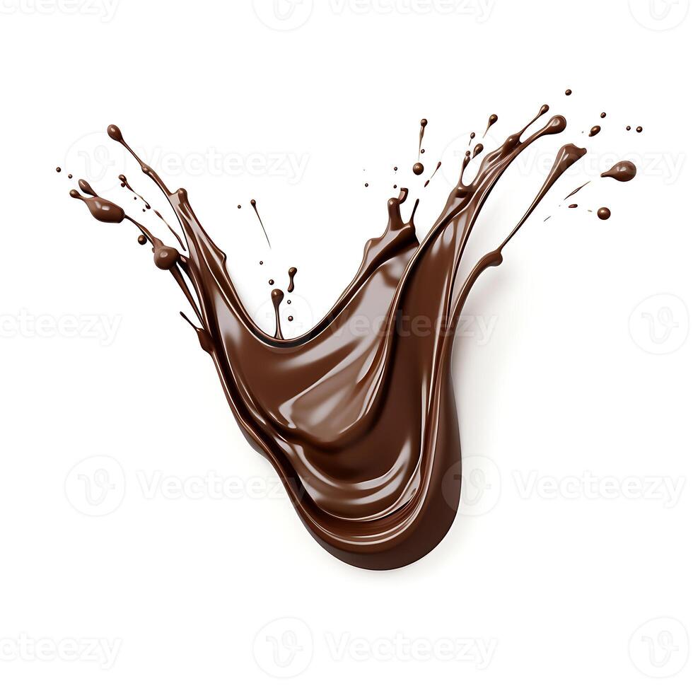 chocolate splash isolated on white background. 3d rendering photo