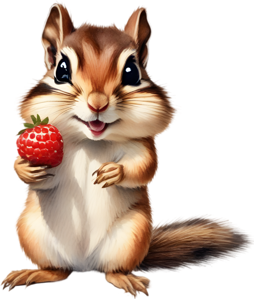 Watercolor painting of a cute chipmunk. Ai Generate png