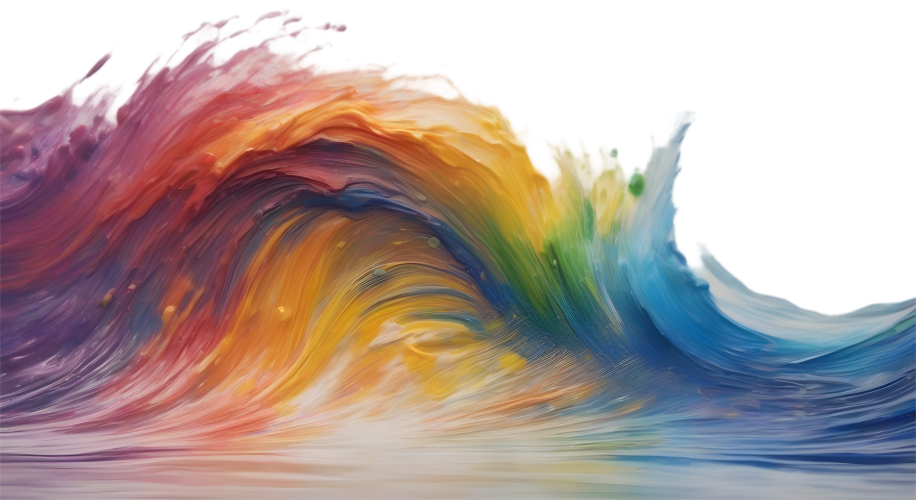 Rainbow wave oil painting using brush technique. Ai-Generated png