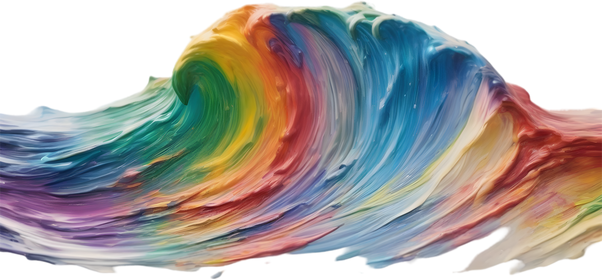 Rainbow wave oil painting using brush technique. Ai-Generated png