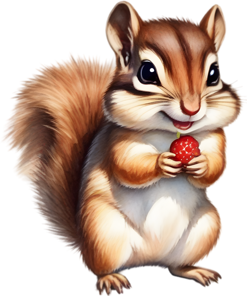 Watercolor painting of a cute chipmunk. Ai Generate png