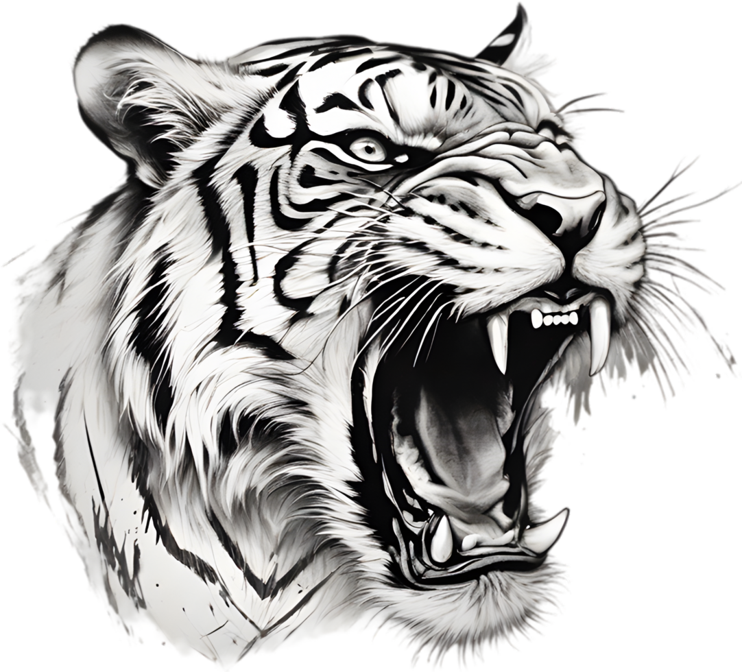 Close-up painting of a tiger. Ai Generate png