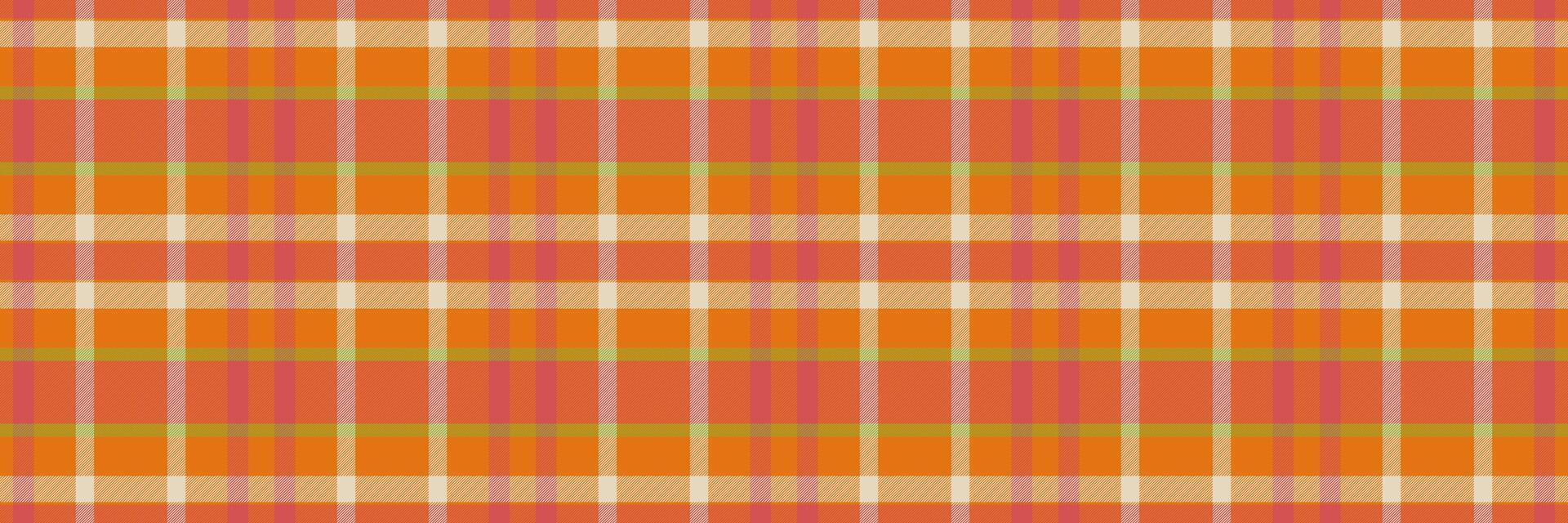 Christmas check texture, teenager background seamless fabric. Track tartan textile plaid pattern in orange and red colors. vector