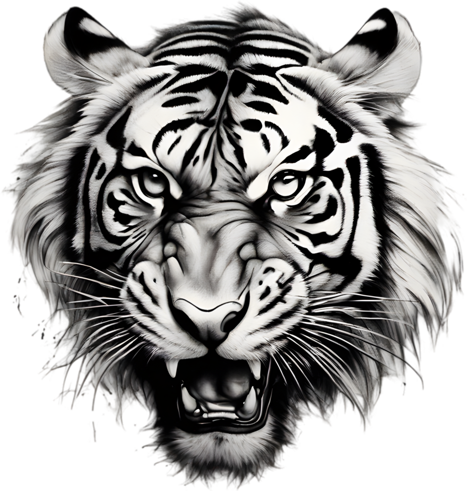 Close-up painting of a tiger. Ai Generate png