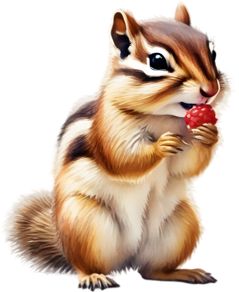 Watercolor painting of a cute chipmunk. Ai Generate png