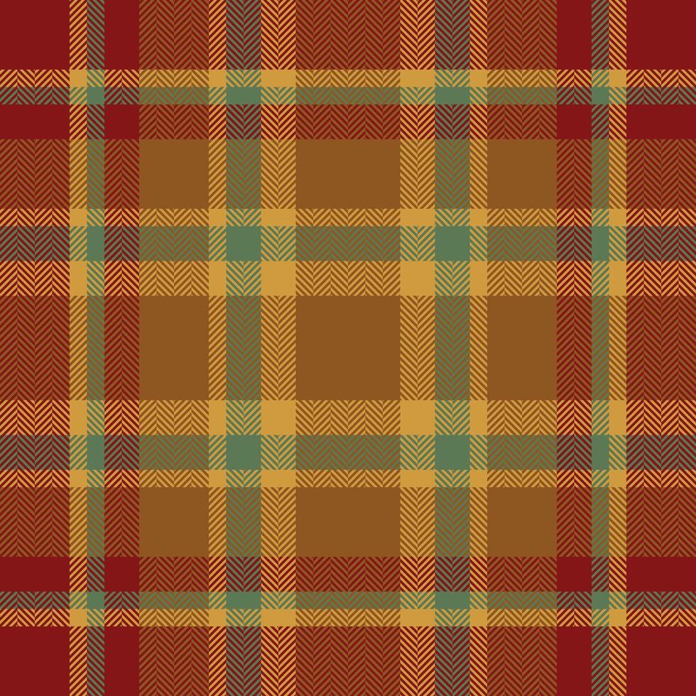Plaid check pattern in orange and red colors. Seamless fabric texture. Tartan textile print. vector