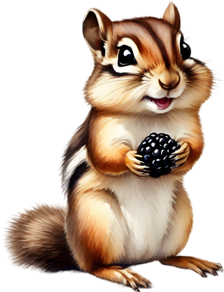 Watercolor painting of a cute chipmunk. Ai Generate png