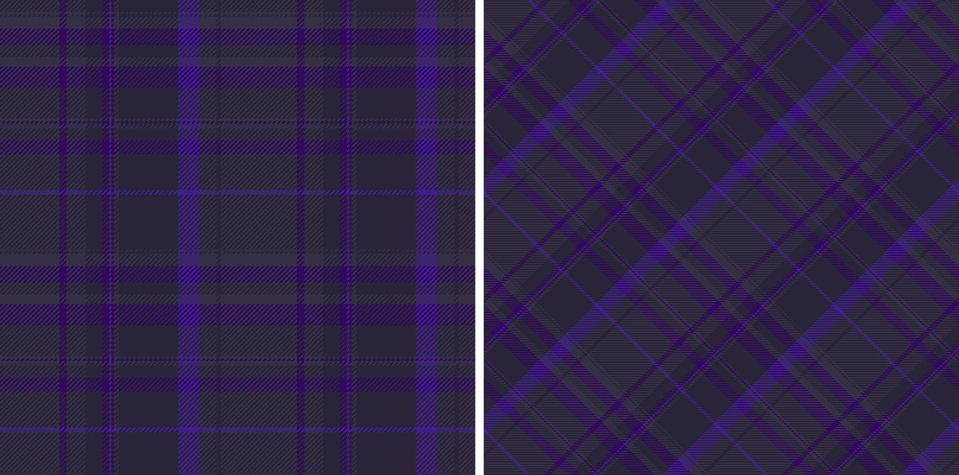Textile texture plaid of check background with a fabric seamless tartan pattern. Set in dark colors for stylish scarves for women. vector