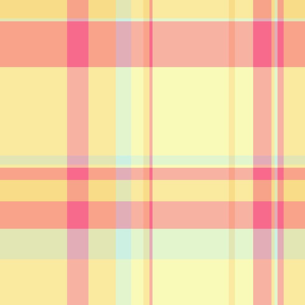 Repetitive textile check pattern, trim background texture plaid. Close-up seamless fabric tartan in light and red colors. vector