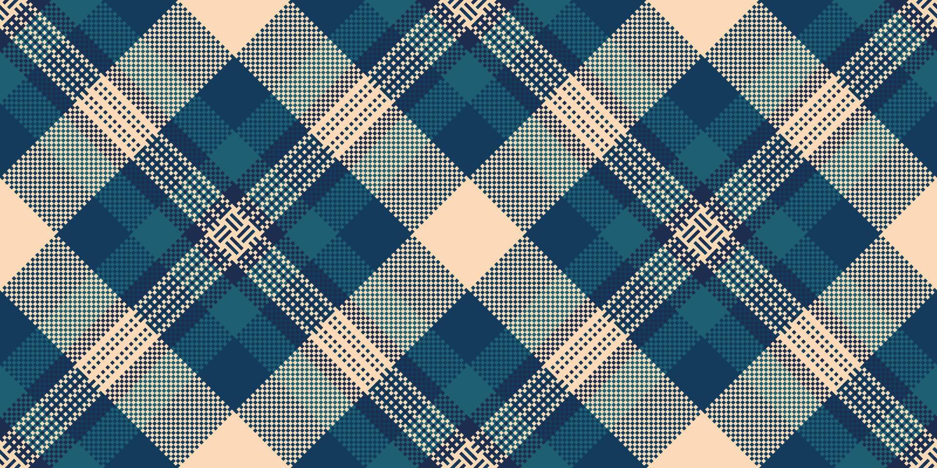 Delicate background check, overlay seamless pattern textile. Calm tartan plaid fabric texture in cyan and peach puff colors. vector