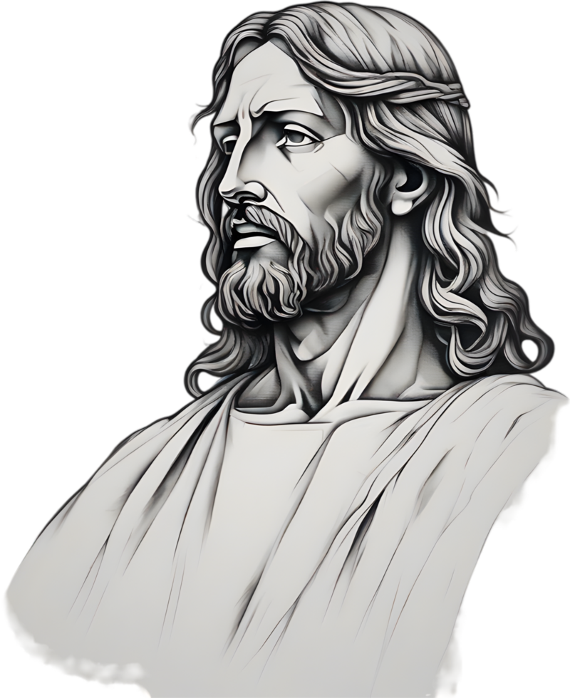 Black and white drawing of Jesus Christ. Ai Generate png