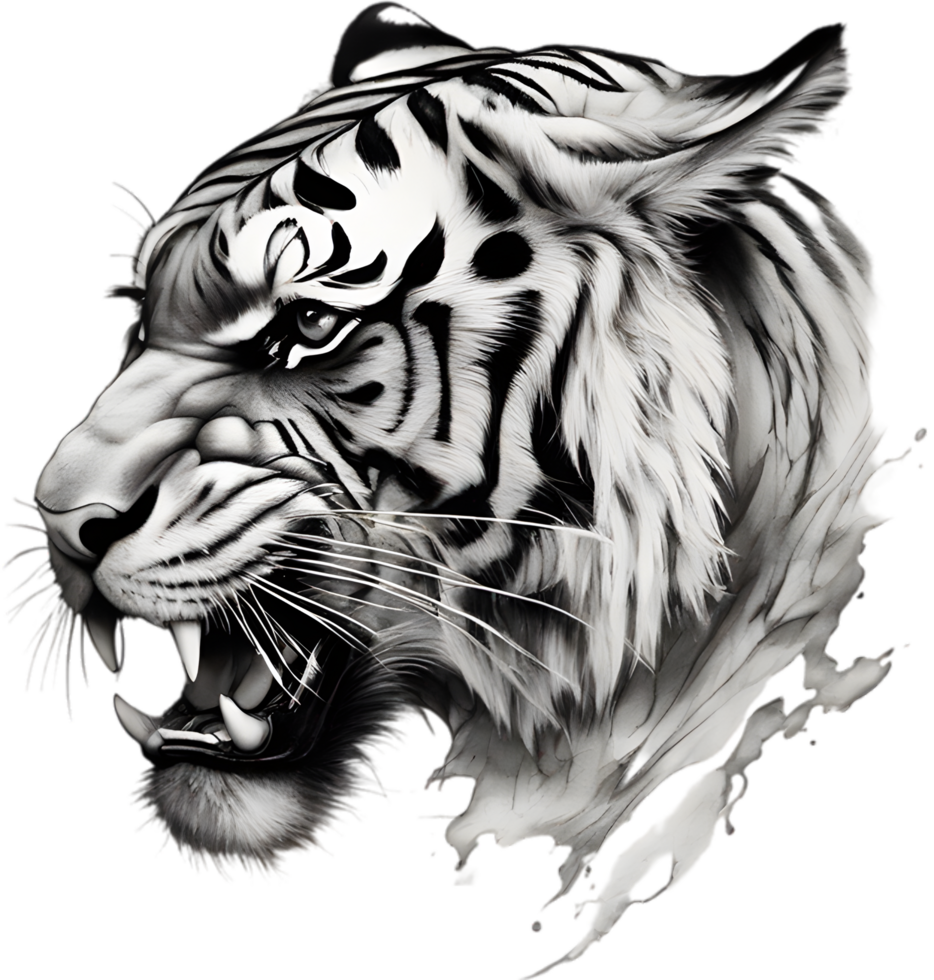 Close-up painting of a tiger. Ai Generate png