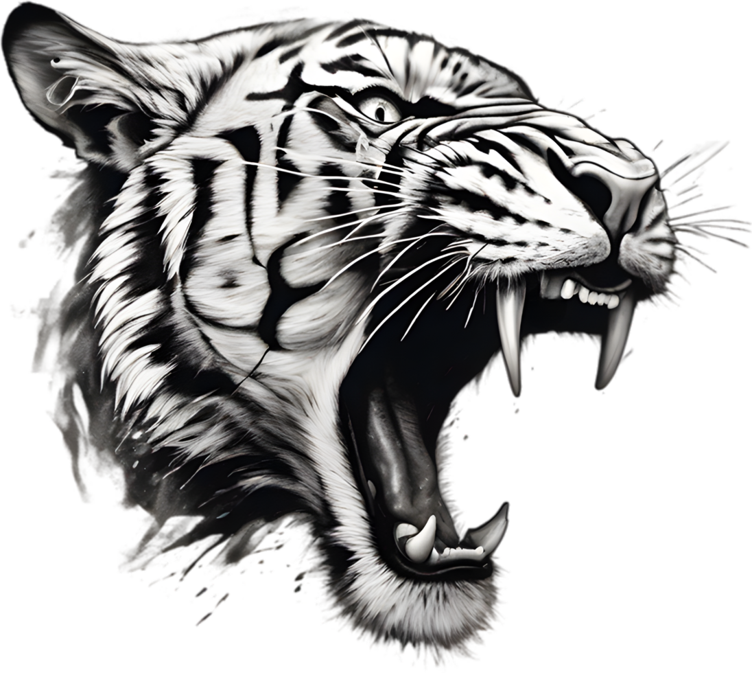 Close-up painting of a tiger. Ai Generate png