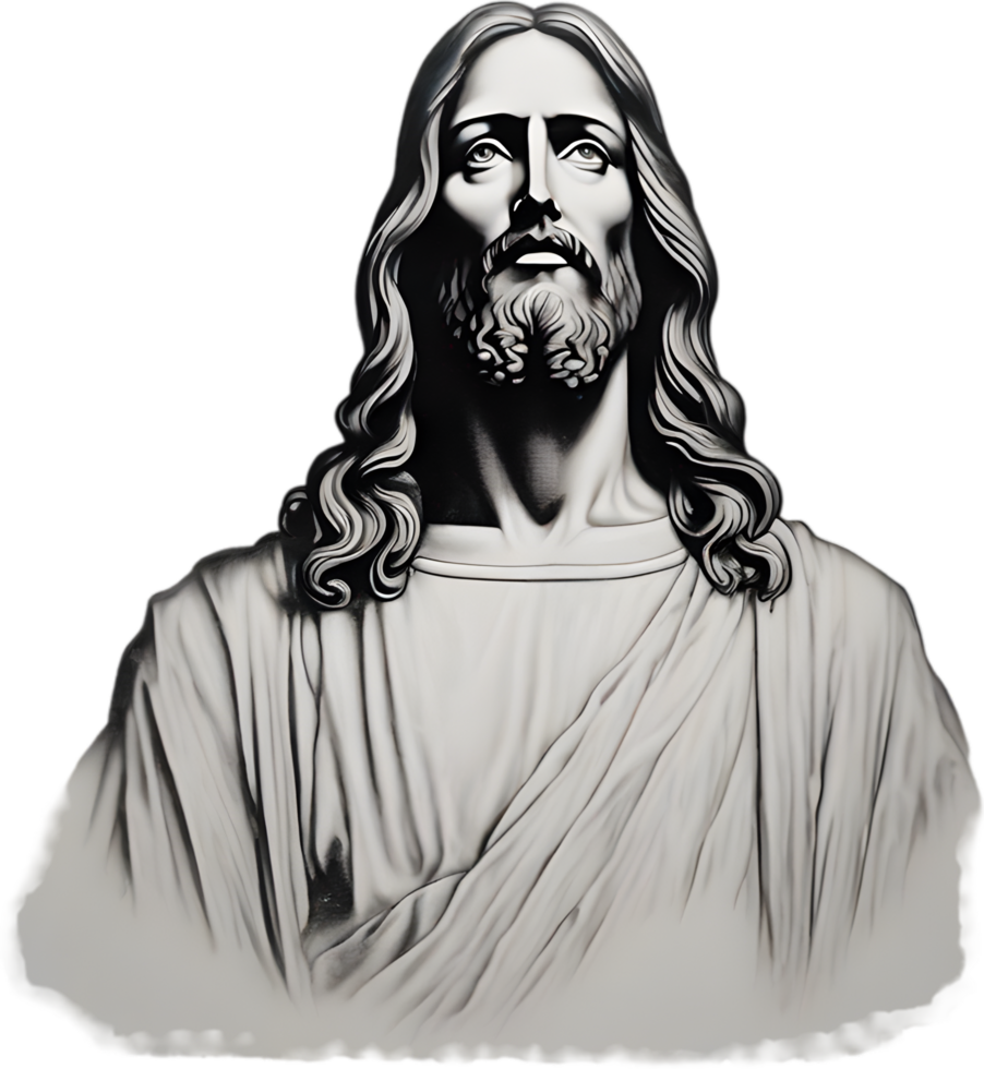 Black and white drawing of Jesus Christ. Ai Generate png