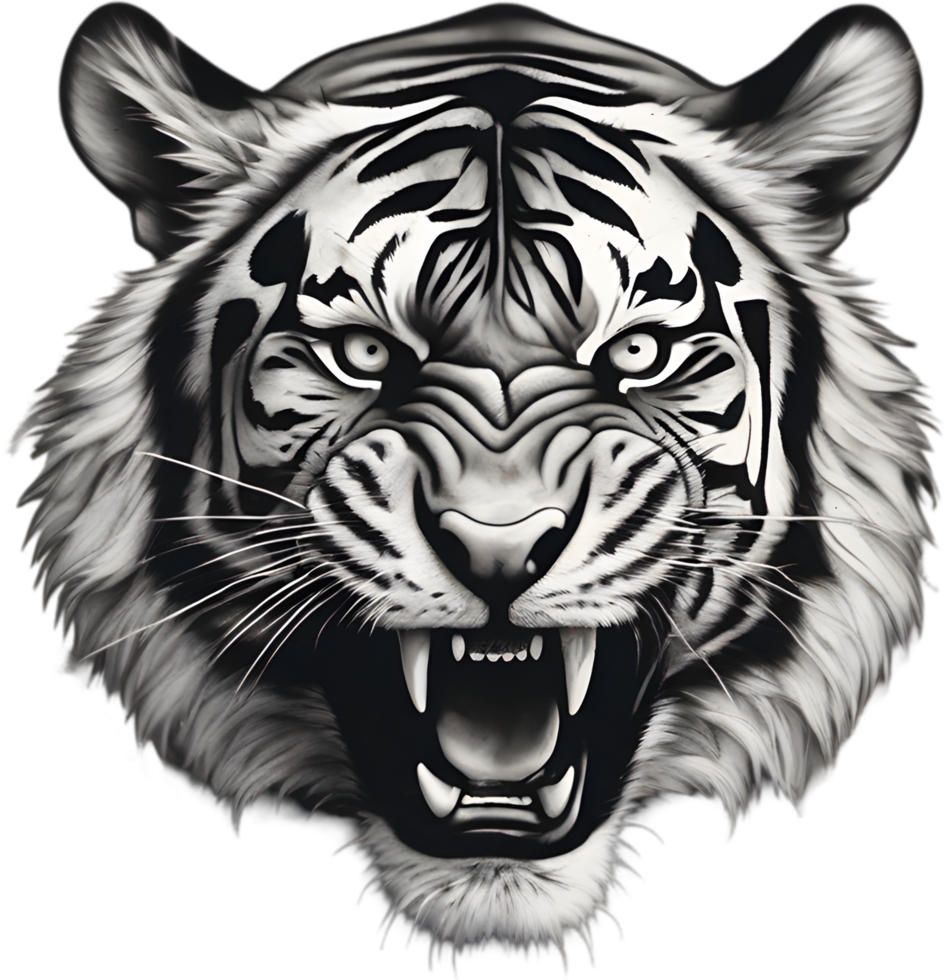 Close-up painting of a tiger. Ai Generate png