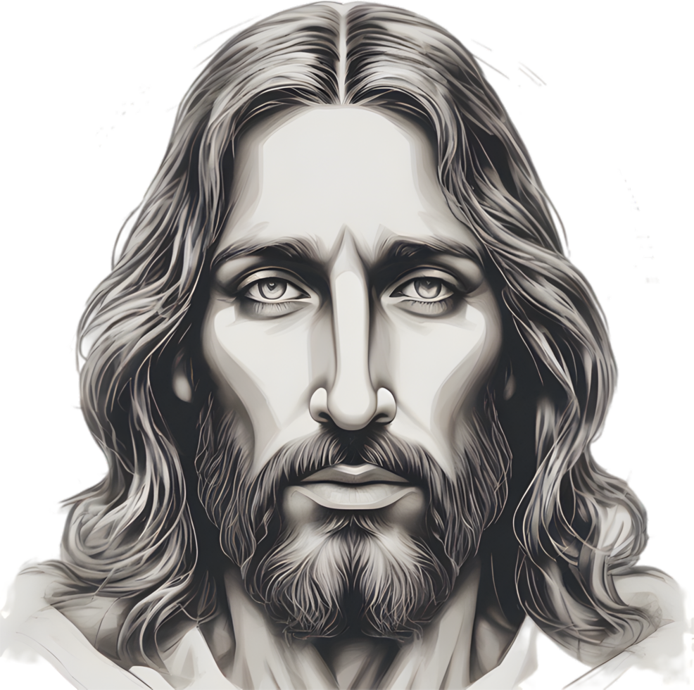 Preto e branco desenhando do Jesus Cristo. ai gerar png