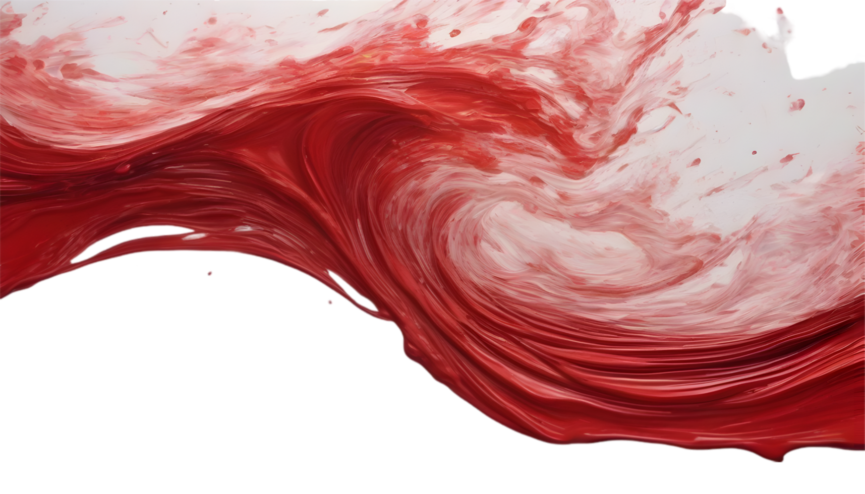 Red wave oil painting using brush technique. Ai-Generated png