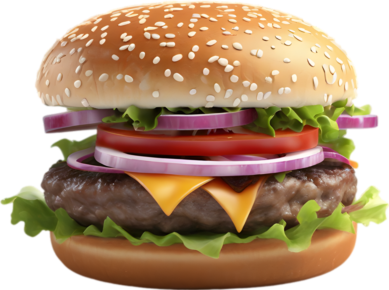 afbeelding van heerlijk uitziend Hamburger met gesmolten kaas. ai-gegenereerd png