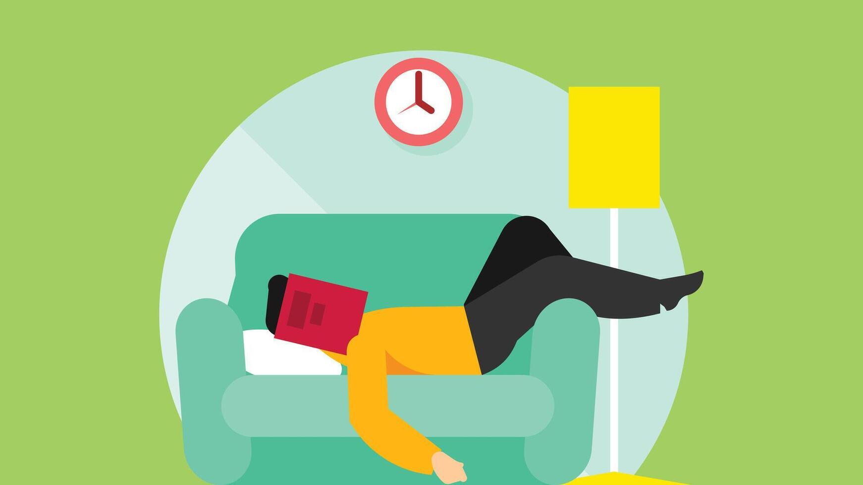 Person overslept and late for his work illustration vector