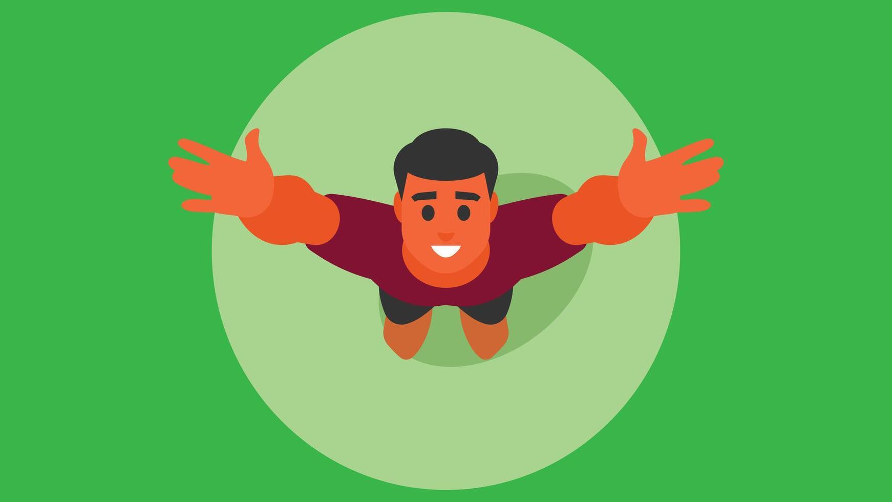 Positive and successful Person is happy air top view shot from sky illustration vector