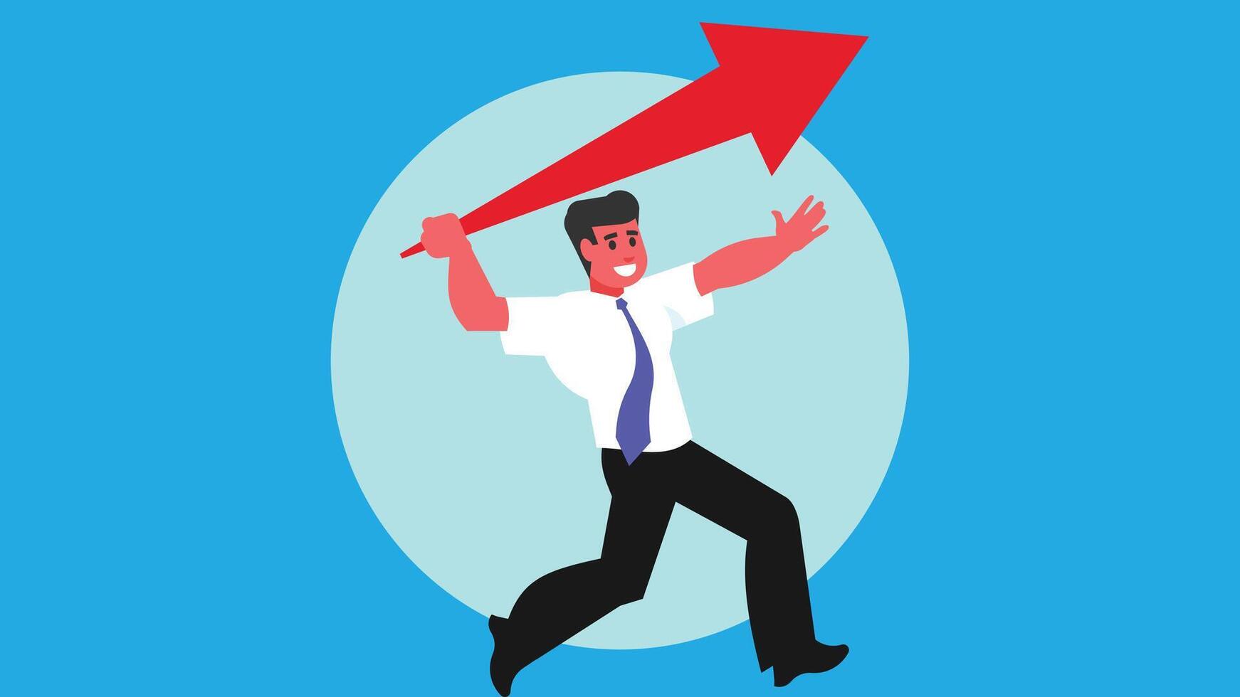 business man shoots a stock market arrow to increase illustration vector