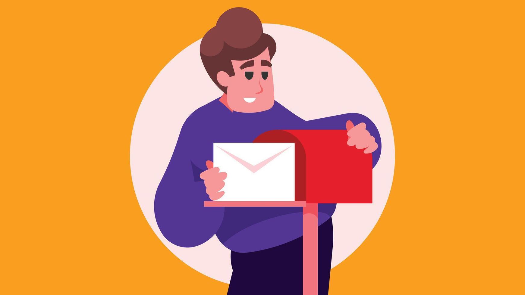 man sends a letter in a mailbox illustration vector