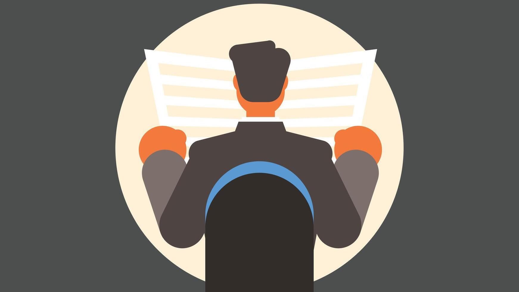 person sits on chair and reading newspapers illustration vector