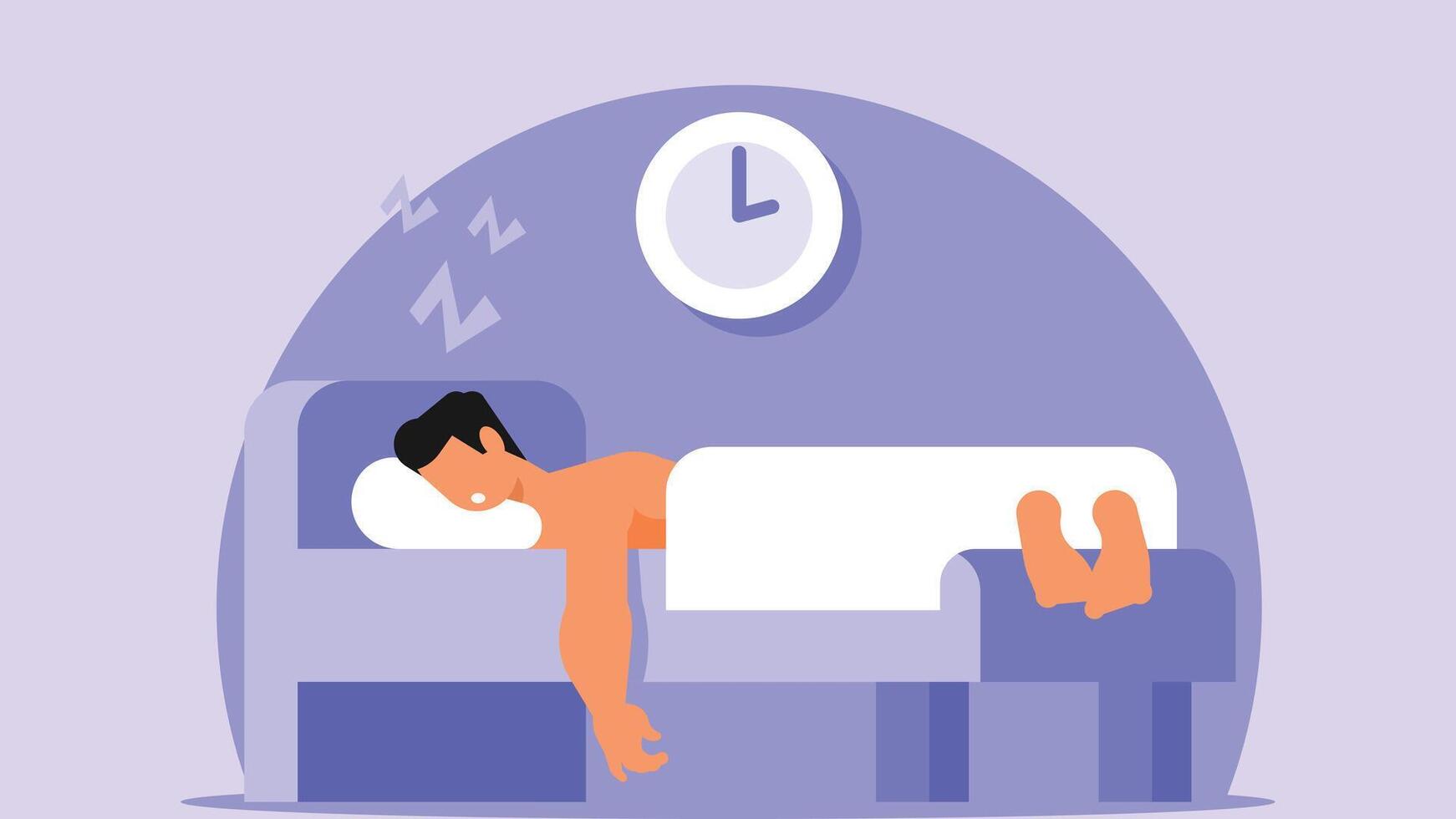 Person overslept and late for his work illustration vector