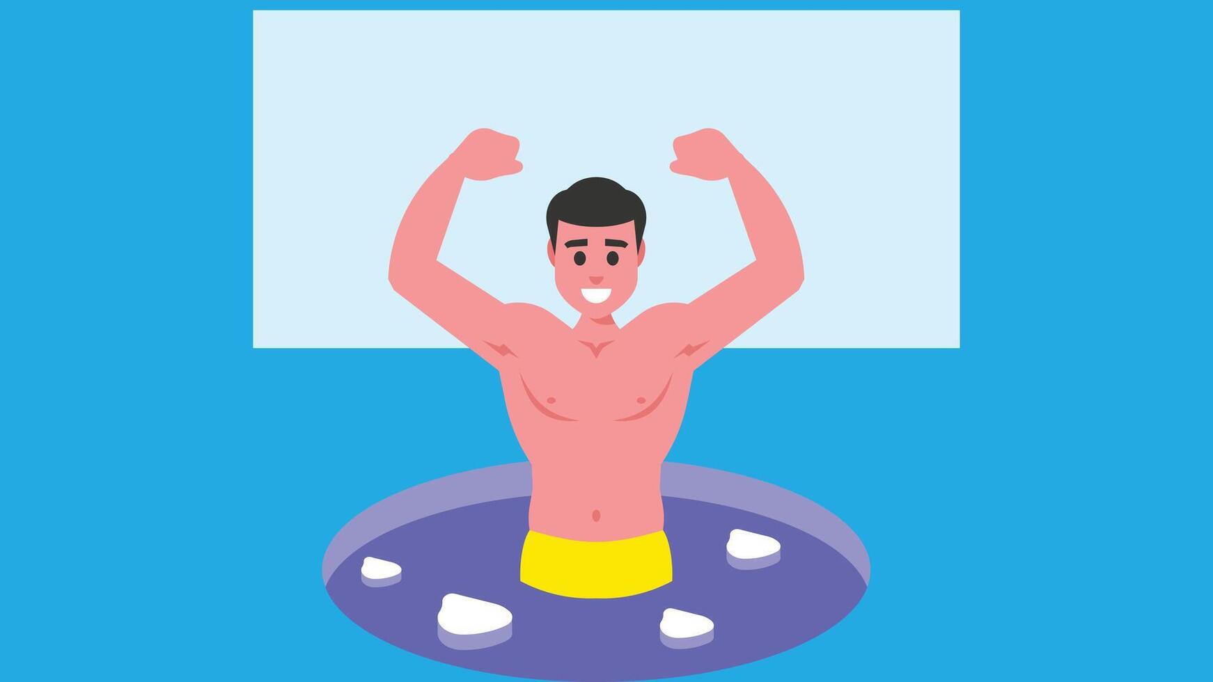 man taking shower in a bath tub in Bathroom illustration vector