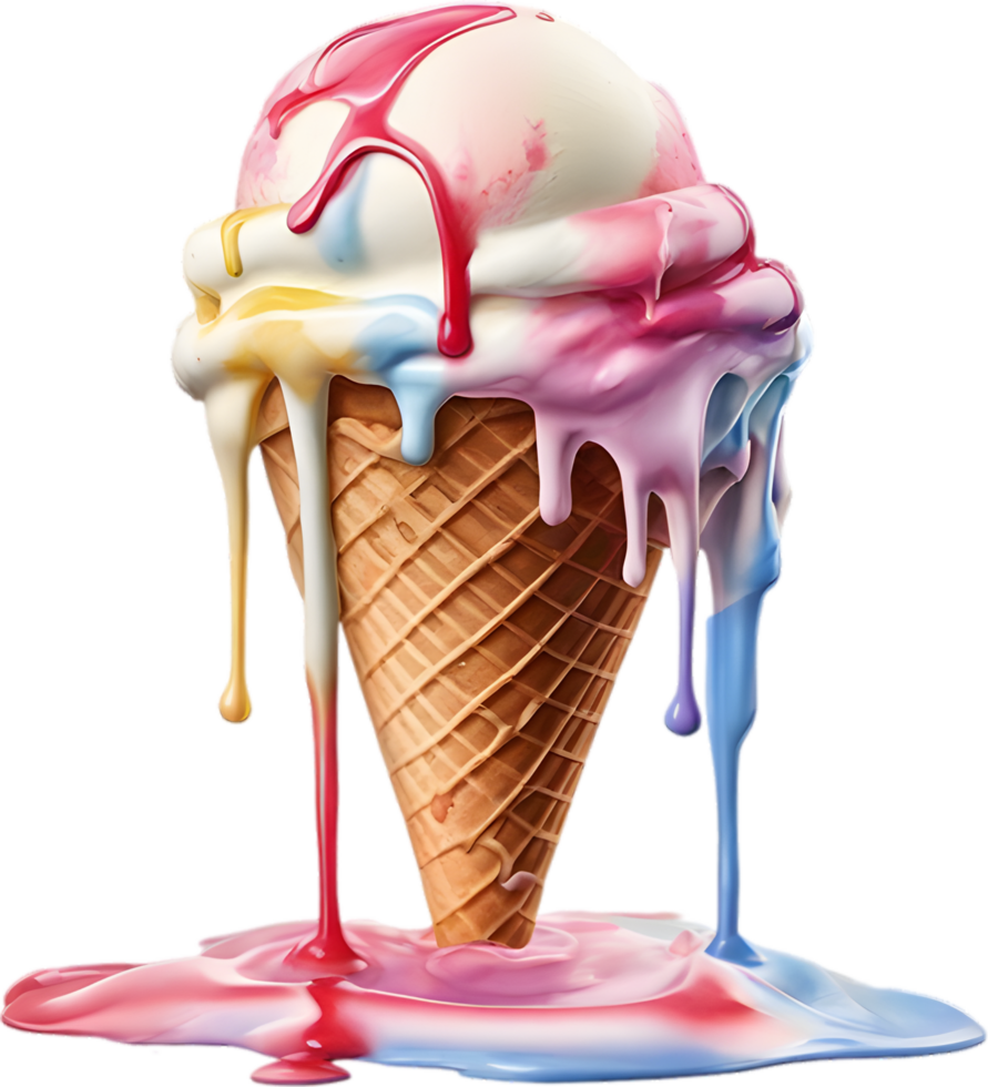 Picture of delicious-looking melted ice cream. AI-Generated png