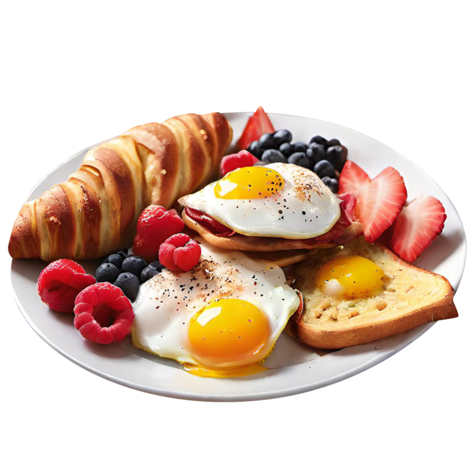 Plate with tasty breakfast png