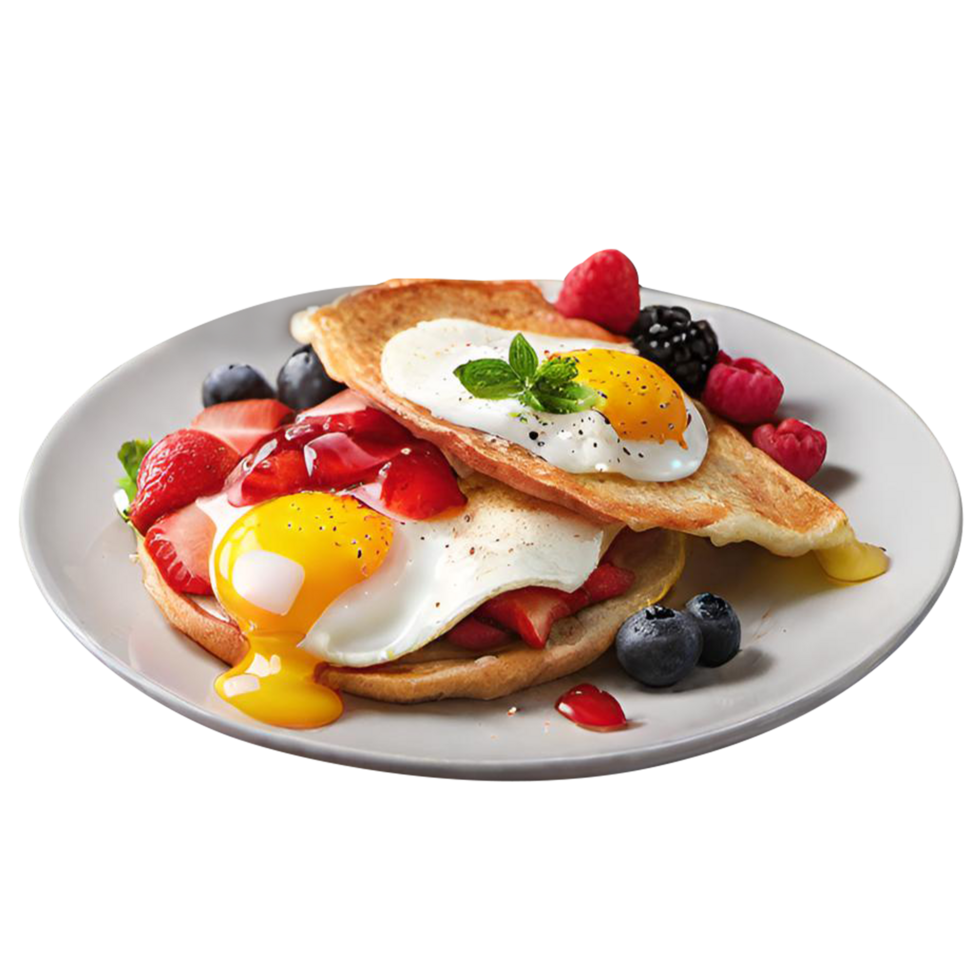 Plate with tasty breakfast png
