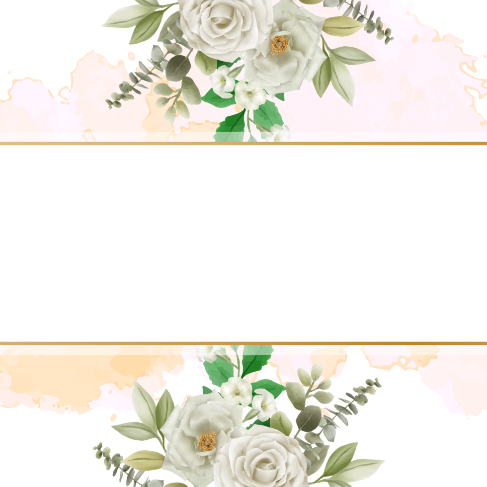 white flowers wedding invitation card png