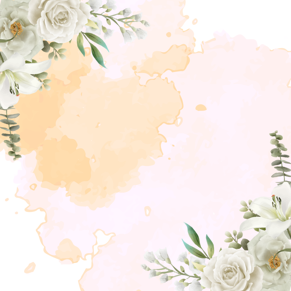 white flowers wedding invitation card png