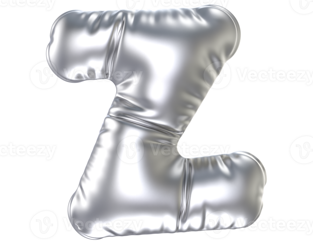 Silver balloon font 3d rendering Letter z png