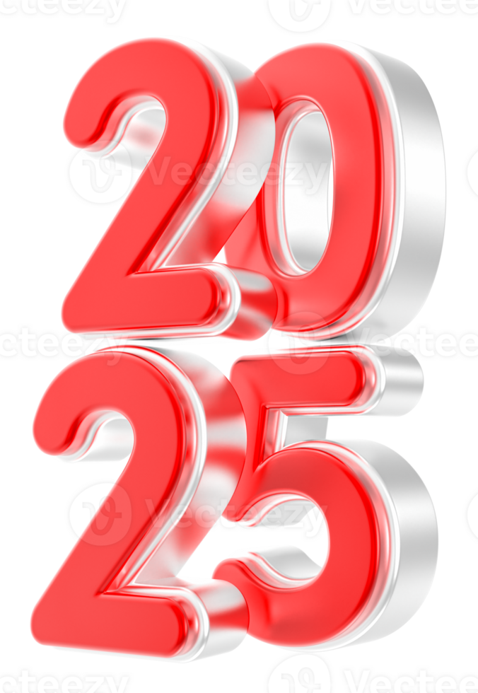 Happy New Year Number 2025 3d Render png